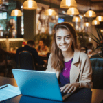 A freelance lady with her laptop on the desk