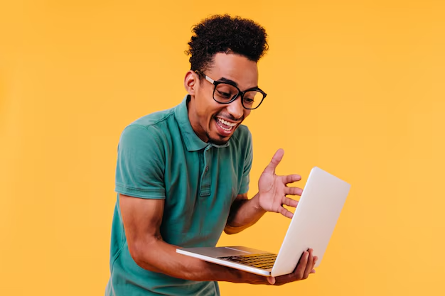 a gentle man seeing his laptop